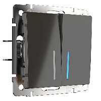 Дизайнерский выключатель с подсветкой, серо-коричневый глянцевый, W1120107 Werkel, двухклавишный