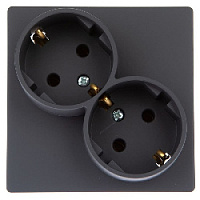 Дизайнерская розетка с заземлением, двойная, графит, 2450459-038 Simon, серия 24 Harmonie
