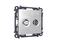 Комплект механизма розетки TV оконечной + SAT 5-862MHz 3.5dB/950-2150MHz 3.5dB , серебряный глянцевый, MA413310 Ambrella Volt