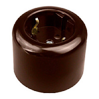 Розетка с заземляющим контактом, коричневый, R1-101-02 Rozetkof, серия Ришелье