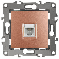 Дизайнерская розетка телефонная RJ-11, медь, Б0019344 Эра, серия 12