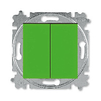 Дизайнерский выключатель, зеленый / дымчатый черный, 2CHH595245A6067, ABB, двухклавишный проходной, серия Levit