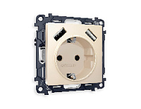 Комплект механизма электрической розетки 2USB A+A 18W (быстрая зарядка) с/з, бежевый матовый, MA329010 Ambrella Volt