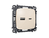 Комплект механизма розетки 2USB A+C 20W (быстрая зарядка) , бежевый глянец, MO311010 Ambrella Volt