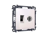 Комплект механизма розетки компьютерной + TV оконечной RJ-45 с автоматической защитной шторкой , жемчужный, MA212510 Ambrella Volt