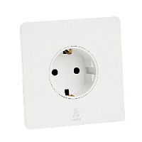 Дизайнерская розетка с/з и шторками электрическая Vega Белый лед, BVW1SS Bonze