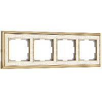 Дизайнерская рамка 4 местная, золото / белый, алюминий, акрил, W0041429 Werkel