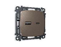 Комплект механизма розетки 2USB A+C 20W (быстрая зарядка) , темная бронза матовый, MO641010 Ambrella Volt