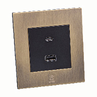 Дизайнерская розетка USB A + USB C Aura Бронза браш, BABRUSBTC Bonze