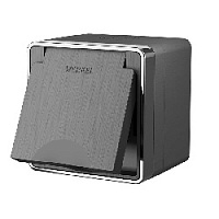 Дизайнерская розетка влагозащищенная с заземлением и шторками, графит рифленый, W5071204 Werkel, серия Gallant