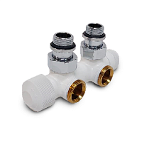 Дизайнерский клапан угловой для радиаторов для 2-х трубной системы отопления, справа, Tondera 1/2" белый 0684-1500VCEA S.R.Rubinetterie