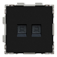 Дизайнерская розетка двойная компьютерная RJ-45 кат. 5e, черный, PL-W201C2-BСM CGSS, серия Практика