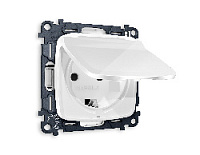 Комплект механизма электрической розетки с/з c шторками и крышкой, белый глянец, MO108010 Ambrella Volt