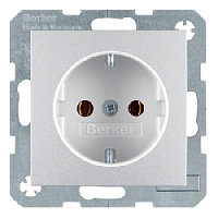 Дизайнерская розетка с заземлением, алюминиевый, матовый, 47431404 Berker, серии S.1/B.3/B.7