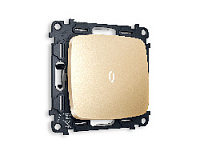 Комплект механизма 1-кл проходного выключателя с подсветкой 5600K нейтральный белый свет, шампань, MO602035 Ambrella Volt, одноклавишный