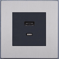 Дизайнерская розетка USB Type-C, никель, SJAN55A5A12 Salvador