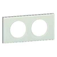 Дизайнерская рамка 2 местная, смальта белая, стекло, 069312 Legrand, серия Celiane