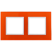 Дизайнерская рамка 2 местная, оранжевый, Б0034495 Эра, серия Elegance