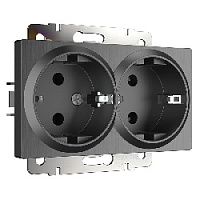 Дизайнерская двойная розетка с заземлением, графит рифленый, W1172004 Werkel