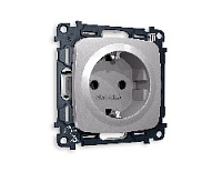 Комплект механизма электрической розетки с/з на винтовых зажимах, сталь матовый, MO506010 Ambrella Volt