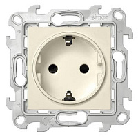 Дизайнерская розетка с заземлением и шторками, слоновая кость, 2450432-031 Simon, серия 24 Harmonie