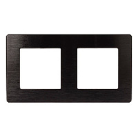 Дизайнерская рамка 2 местная, Сатин, черный, Б0052514 Эра, серия 12