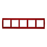 Дизайнерская рамка 5 местная, красный/полярная белизна, алюминий, 10153022 Berker, серия B.3