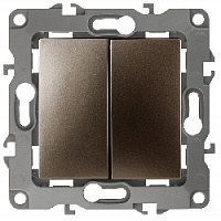 Дизайнерский выключатель без м.лапок, бронза, Б0019312 Эра, двухклавишный, серия 12