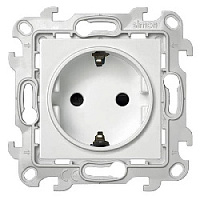 Дизайнерская розетка с заземлением и шторками, белый, 2450432-030 Simon, серия 24 Harmonie