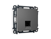 Комплект механизма компьютерной розетки RJ-45 экранированной с автоматической защитной шторкой, антрацитовый, MA662005 Ambrella Volt