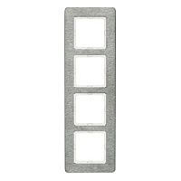 Дизайнерская рамка 4 местная, вертикальная, нержавеющая сталь с крацованной поверхностью, 10146083 Berker, серия Q.7