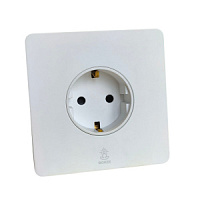 Дизайнерская розетка с/з и шторками электрическая Vega Белый лед, BVW1SS Bonze