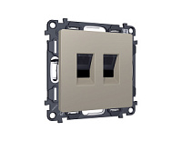 Комплект механизма компьютерной двойной розетки RJ-45 с автоматической защитной шторкой, серо-бежевый, MA372110 Ambrella Volt