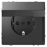 Механизм розетки с заземлением, шторками и с крышкой, антрацит, MTN2310-6034 Schneider Electric, серия Merten D-Life