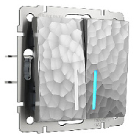 Дизайнерский выключатель с подсветкой, серебряный, W1220106 Werkel, двухклавишный, серия Hammer