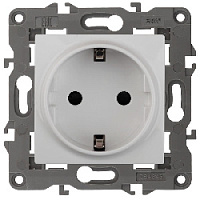 Дизайнерская розетка с заземлением и шторками, белый, Б0034272 Эра, серия Elegance