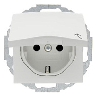 Дизайнерская розетка с заземлением и с крышкой, полярная белизна, глянцевый, 47448989 Berker, серия S.1