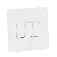 Дизайнерский выключатель Vega Белый лед, BVW3KB Bonze трехклавишный проходной