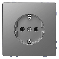Механизм розетки с заземлением, нержавеющая сталь, MTN2301-6036 Schneider Electric, серия Merten D-Life