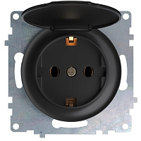 Дизайнерская розетка с заземлением и с крышкой, 2172814, черный, OneKeyElectro