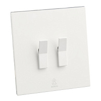 Дизайнерский выключатель Aura Белый лед, BAW2KBE Bonze двухклавишный проходной