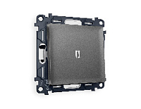 Комплект механизма 1-кл выключателя с подсветкой 5600K нейтральный белый свет, антрацит серый, MA652015 Ambrella Volt, одноклавишный