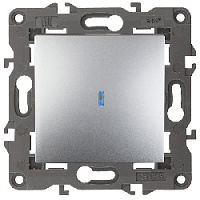 Дизайнерский выключатель с подсветкой, алюминий, Б0034217 Эра, одноклавишный, серия Elegance