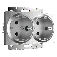 Дизайнерская двойная розетка с заземлением, серебряный рифленый, W1172009 Werkel