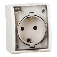 Дизайнерская розетка IP54 с заземлением и с крышкой, слоновая кость, 1594445-031 Simon, серия 15 Aqua