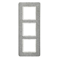 Дизайнерская рамка 3 местная, вертикальная, нержавеющая сталь с крацованной поверхностью, 10136083 Berker, серия Q.7