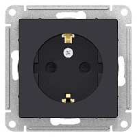 Дизайнерская розетка с заземлением и шторками, карбон, ATN001045 Schneider Electric, серия Atlas Design