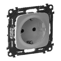 Дизайнерская розетка с заземлением и шторками, винт.зажим, алюминий, 753924 Legrand, серия Valena Allure