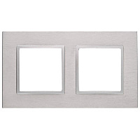 Дизайнерская рамка 2 местная, алюминий, металл, Б0034547 Эра, серия Elegance