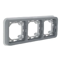 Дизайнерская рамка с суппортом 3 местная, серый, 069687 Legrand, серия Plexo